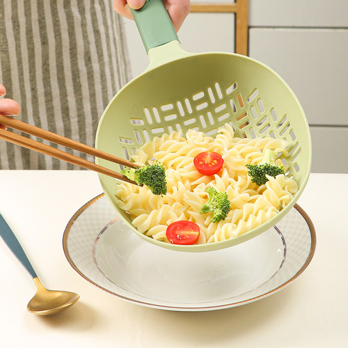 Silicone Large Ladle Kitchen Daily Use Nylon Long Handle One-Piece Noodle Scoop Dumpling Wonton Heat-Resistant Drain Ladle