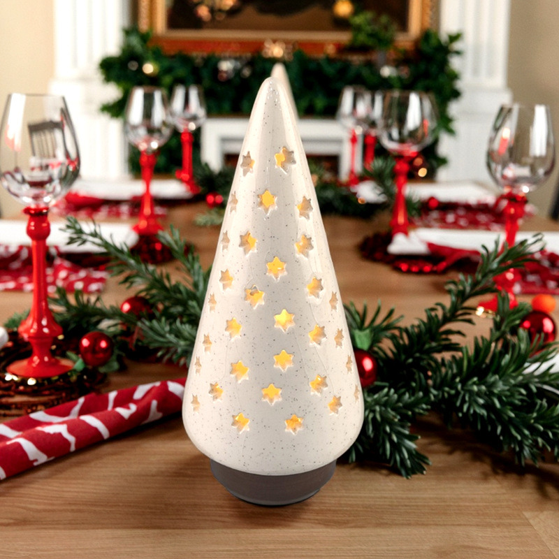 Árbol de Navidad de cerámica simple europeo personalizado LED decoración de luces decorativas para el hogar moderno regalos de decoración de Navidad