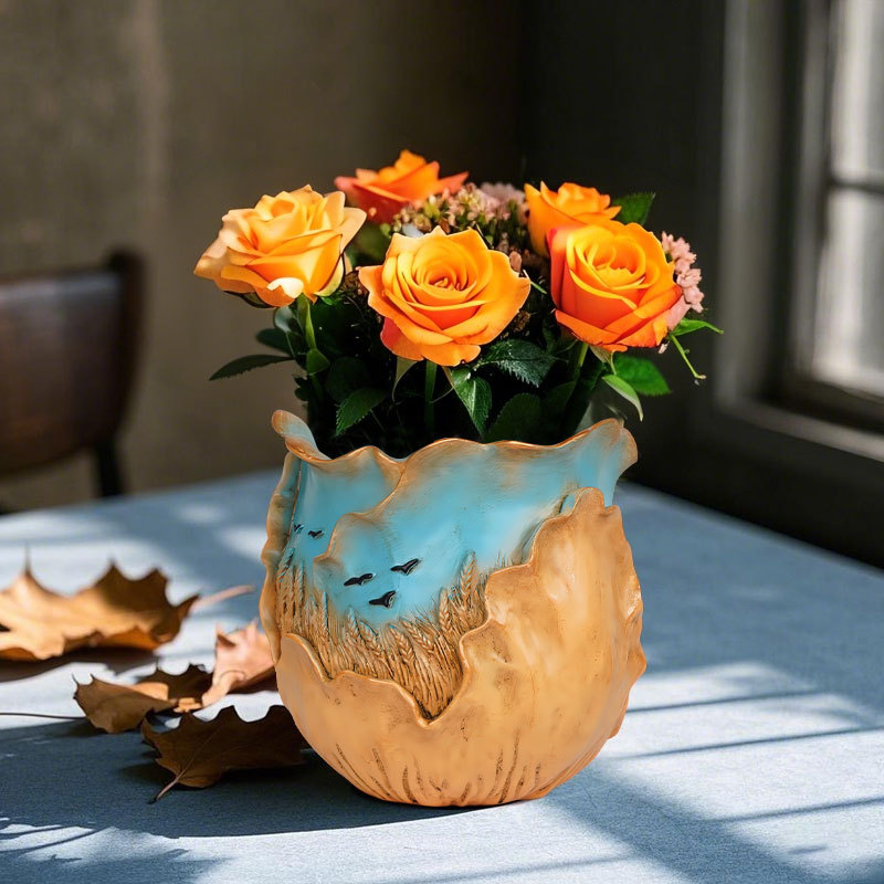  Hot-Selling Van Gogh Series Wheat Field Flying Geese Flower Pots Hand-Painted Home Desktop Outdoor Garden Landscape Decoration