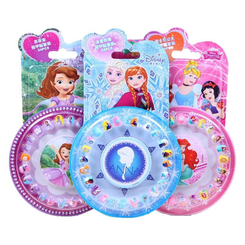 Genuino autorizado de los niños de dibujos animados de diamantes Pegatinas de oído hielo princesa uñas pegatinas chica uñas pegatinas con lima de uñas