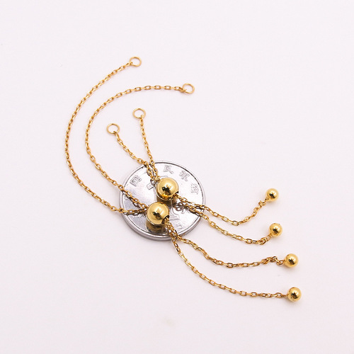 S925 sterling silver double bead silicone bead extension chain DIY semi-finished tail chain elastic extended cross adjustment chain