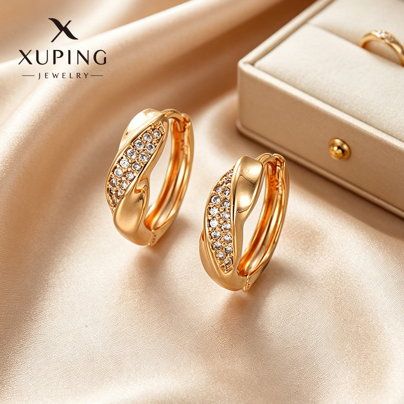 Xuping nicho de moda diseño retro aleación de cobre galvanizado 18k color artificial gemas temperamento pendientes de orejas