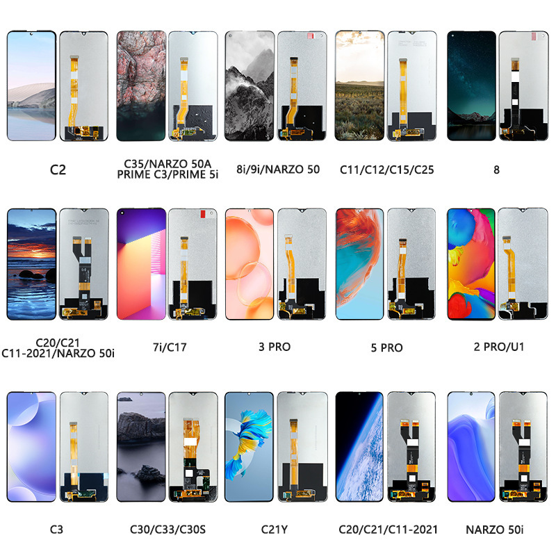 Comercio exterior mayorista para Realme C11 / C21 / C20 / 7i / 8i / 9i / C53 / V25 conjunto de pantalla de teléfono móvil