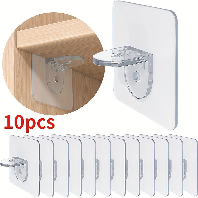 10/20-piece set of easy-to-install adhesive hooks and shelf brackets - no drilling required, invisible design 10/20-piece set of easy-to-install adhesive hooks and shelf brackets - no drilling required, invisible design
