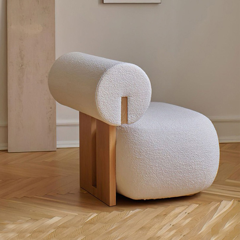 Nordic sofá silla moderna Luz de lujo estilo crema sala de estar perezoso de lana de cordero hipopótamo silla sola Silla de ocio