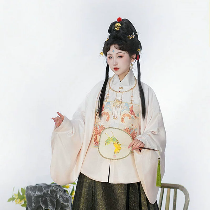 Ming Han одежда женская короткая куртка с квадратным воротником жилет юбка с рукавами Пипа вышитый драконом осенне-зимний Топ жилет в китайском стиле юбка