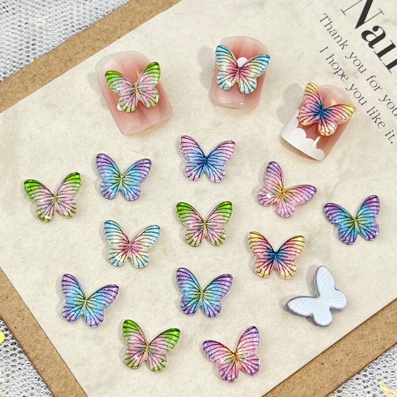 Little Red Book Explosive Butterfly Nail Art Jewelry Striped Dream Three-dimensional Small Butterfly Resin Diamond DIY Wear Armor Accessories