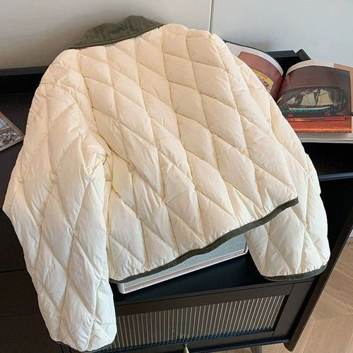 Xiaoxiangfeng Contrast Color Diamond Lapel Cotton Clothes Autumn and Winter Women's 2025 Fashion Loose and Versatile Short Lightweight Padded Jacket