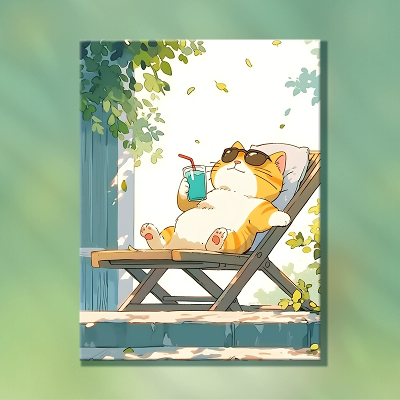 ✅Фуци Fat Cat Diy цифровая масляная живопись 2025 новый стиль чтобы снять стресс тело вручную рисование раскраска самостоятельно