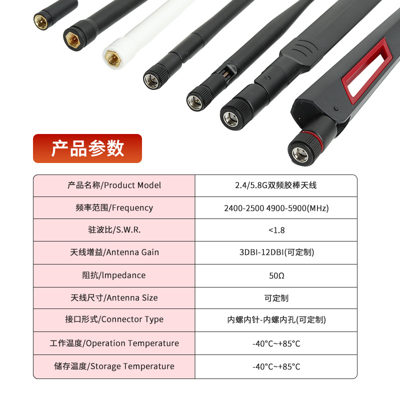 2.4G / 5.8g antena wifi de doble banda ZigBee Bluetooth varilla de goma omnidireccional pequeña antena externa plegable 5G image 4