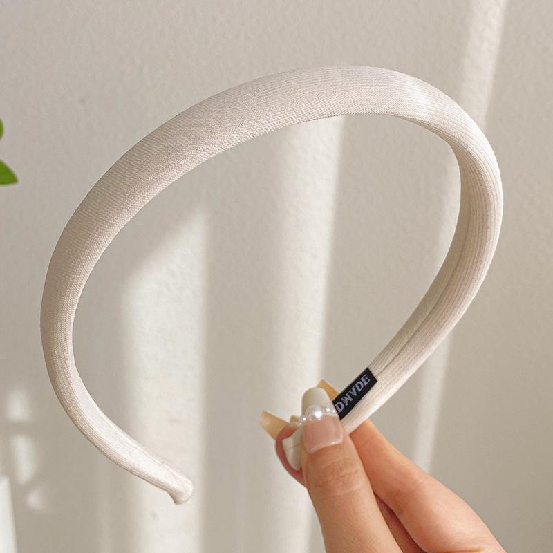 White fabric thin hairband-1.5
