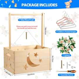 木制婴儿淋浴箱壁橱带把手婴儿礼品篮可DIY 木箱个性化婴儿淋浴箱