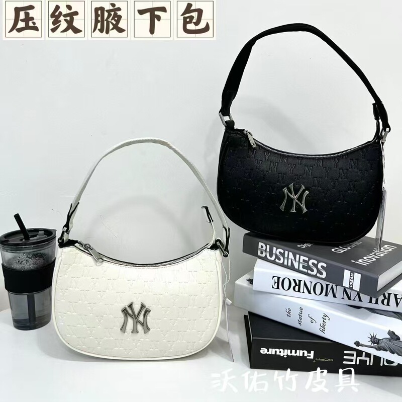 Korean Mlb New Embossed Underarm Bag Leather Ny Handbag Shoulder Bag Women's Bag Autumn New Model