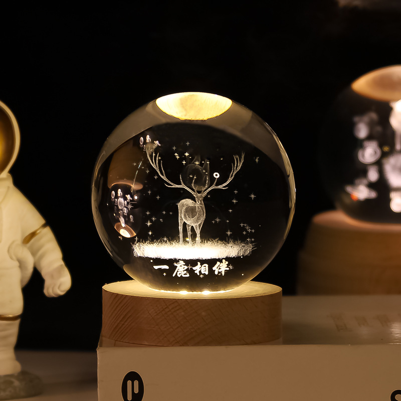 Lámpara Nocturna de Bola de Cristal 3D de Cristal Blanco, Grabado 3D e Iluminación LED, para Decoración y Regalo de Cumpleaños image 26
