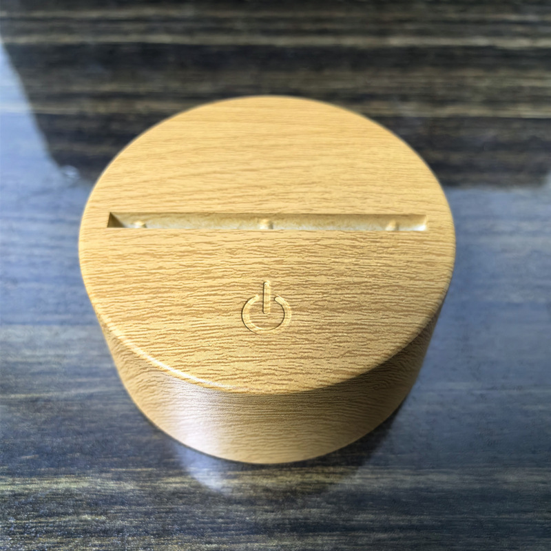工場直販 3D ナイトライトベース USB 3 色モノクロクラックルカラフルなタッチリモコンバッテリー充電木目調|undefined