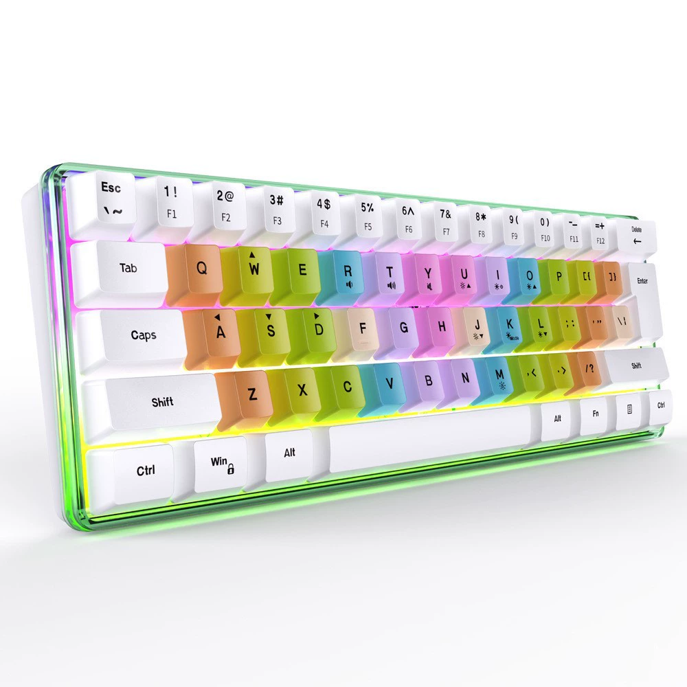 跨境 продаж 61-key K401 яркоцветный цветной блок раскладок механическое ощущение клавиатураRGB игровая проводная клавиатура