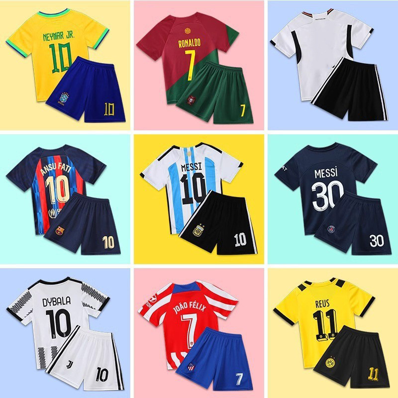 Children's Football Clothes suit Boys and Girls Sports Training Clothes Ronaldo Brazil Neymar Argentina Messi Jersey Children's Football Clothes suit Boys and Girls Sports Training Clothes Ronaldo Brazil Neymar Argentina Messi Jersey