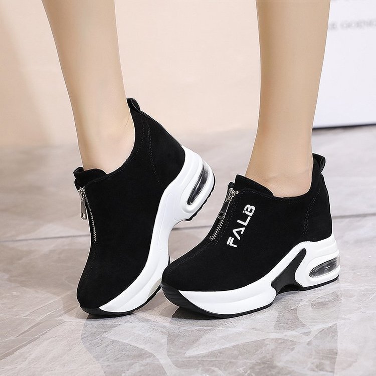 Women's casual shoes 2020 Autumn New Korean style hidden height platform zipper suede women's shoes fashion sneaker
