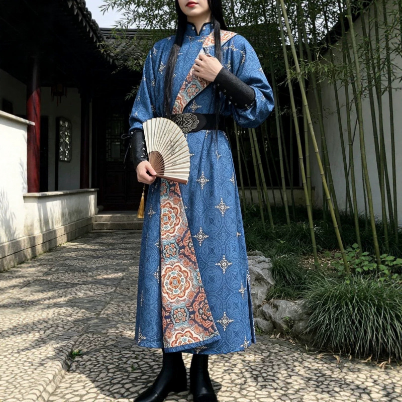 Hanfu Tang-Style Round-Neck Robe, Unisex National Style Hanfu Set, Li Bai Warrior Scholar Han Element Set