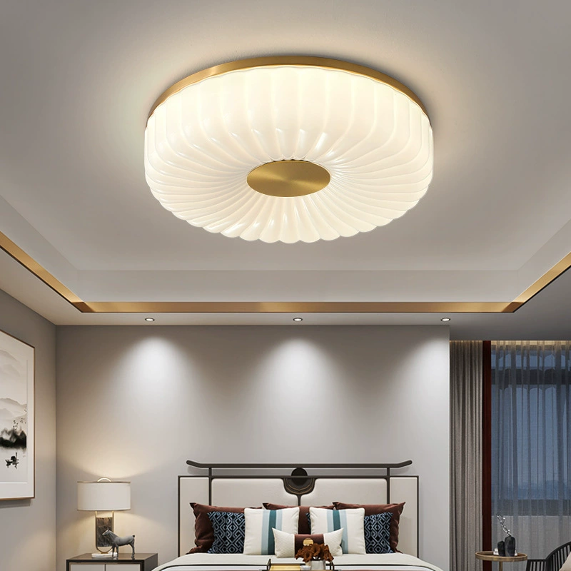 Copper ceiling light, cream LED trench coat, Chinese style