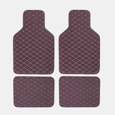 PVC universal car floor mats, Universal Foot Pad - brown-protruding-head-black