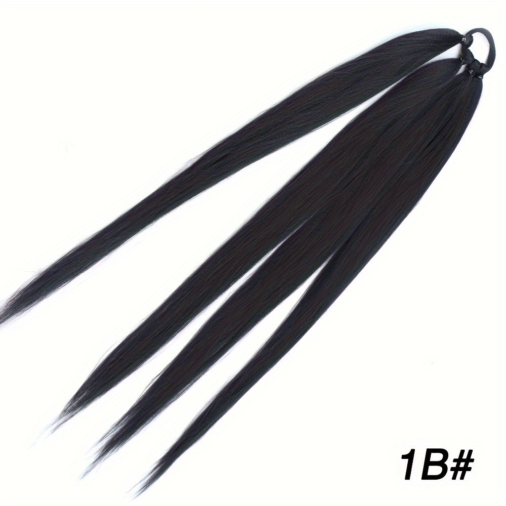26 pulgadas trenza larga cola de caballo con banda de goma de alta temperatura suave pieza de cabello mujer uso diario peluca sintética trenza