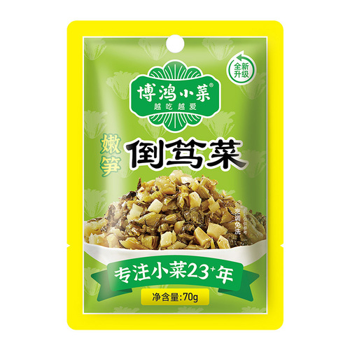 Bohong Tender Bamboo Shoots Preserved Vegetables 70g Small Packaging Pickled Bamboo Shoots Preserved Vegetables with Pickled Sauce Staple Food Wholesale