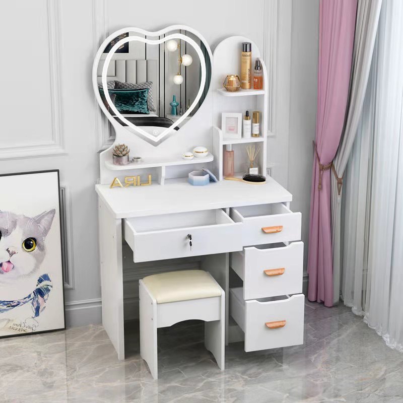 Espejo de dormitorio de celebridades de Internet con lámpara Tocador simple 2023 Nuevo tocador moderno junto a la cama Mesa de maquillaje de apartamento pequeño