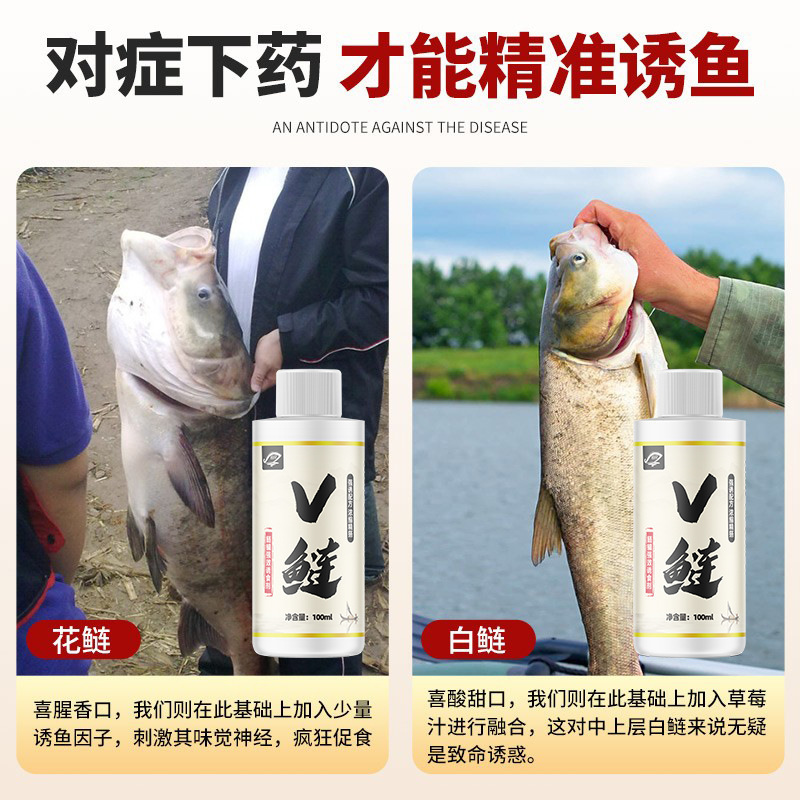 国良V鲢钓鱼小药花鲢白鲢大胖头鱼饵料快速聚鱼黑坑野饵料添加剂|undefined