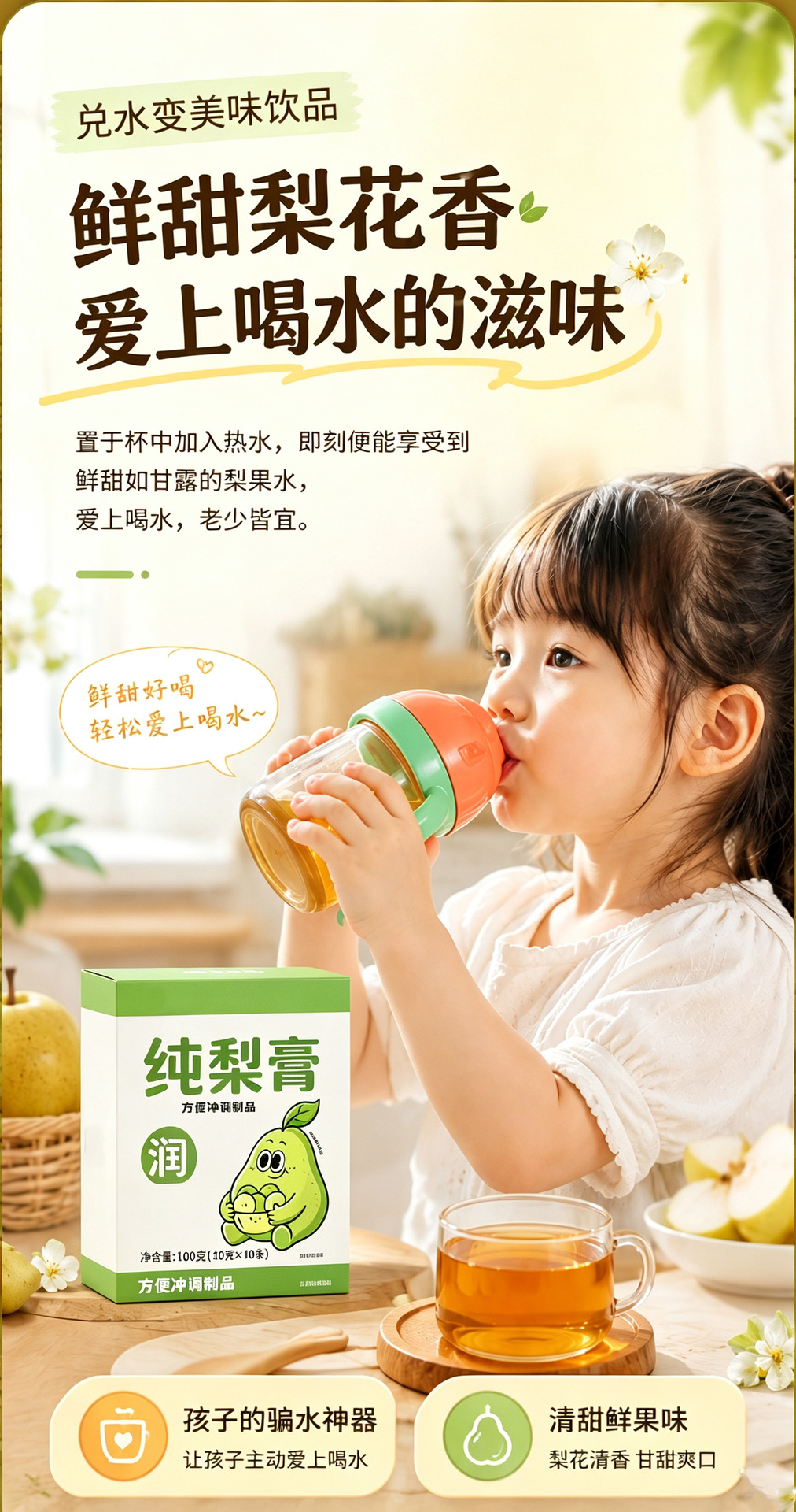 Pure Pear Paste Chun Li Gao 100g Box Traditional Slow-Cooked Dangshan Pear Syrup for Autumn Winter Drinks overview