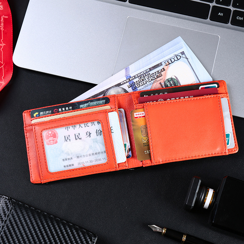 Transfronterizo nuevo RFID antirrobo cepillo hombres cartera multi-Tarjeta titular de la tarjeta de los hombres al por mayor titular de la tarjeta de fibra de carbono clip de belleza