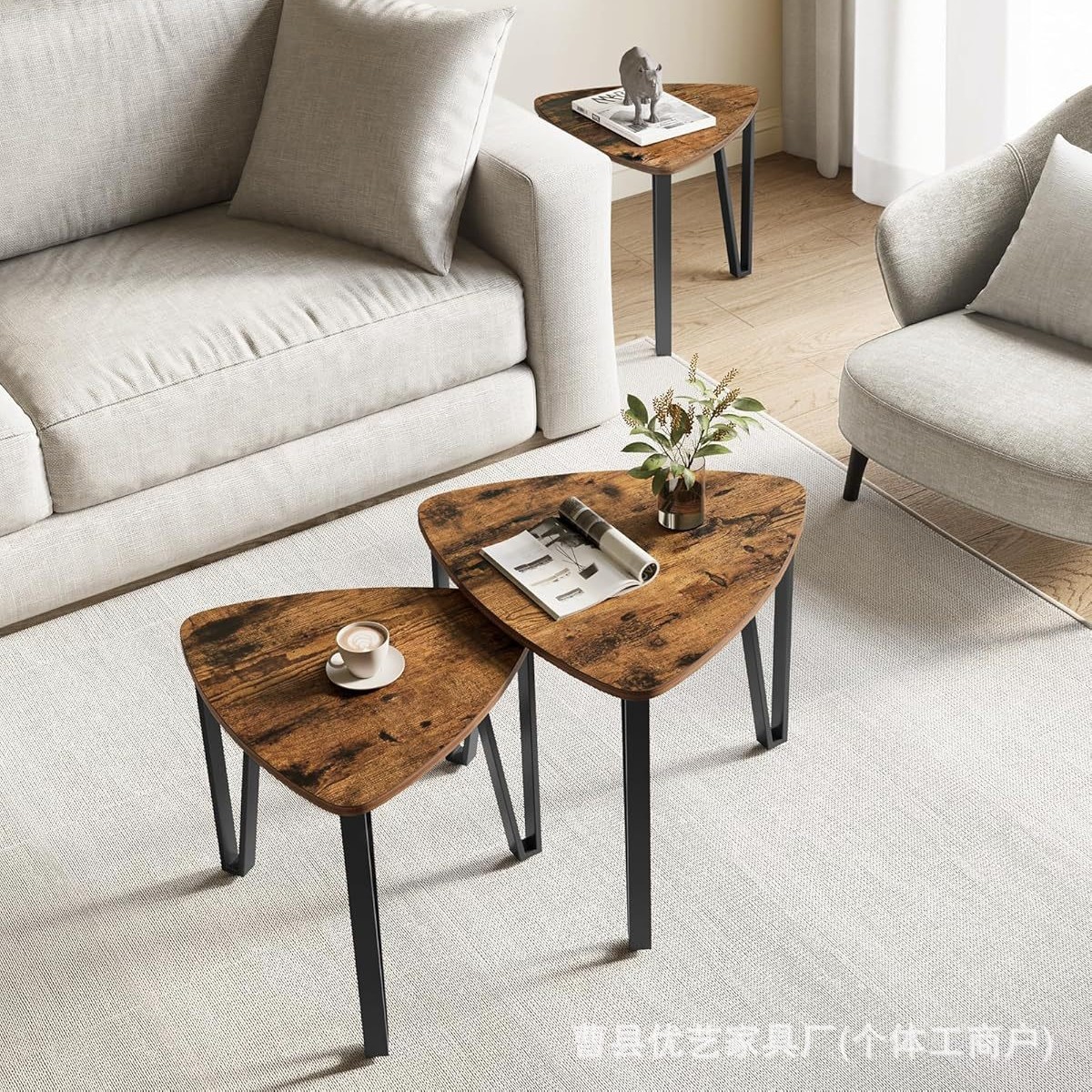 批发创意欧式咖啡桌北欧简约茶几三件套迷你小桌子实木材质家具