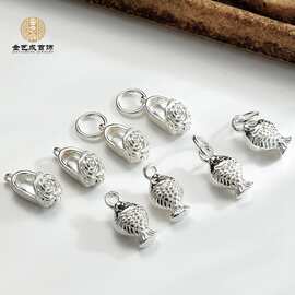 s925纯银绣花鞋吊坠DIY手工串珠脚链手链项链小花鞋挂件饰品配件