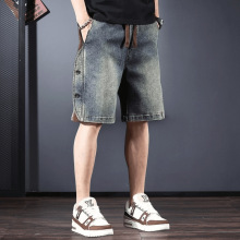 美式复古牛仔短裤男夏季新款透气宽松大码五分裤潮牌痞帅休闲中裤