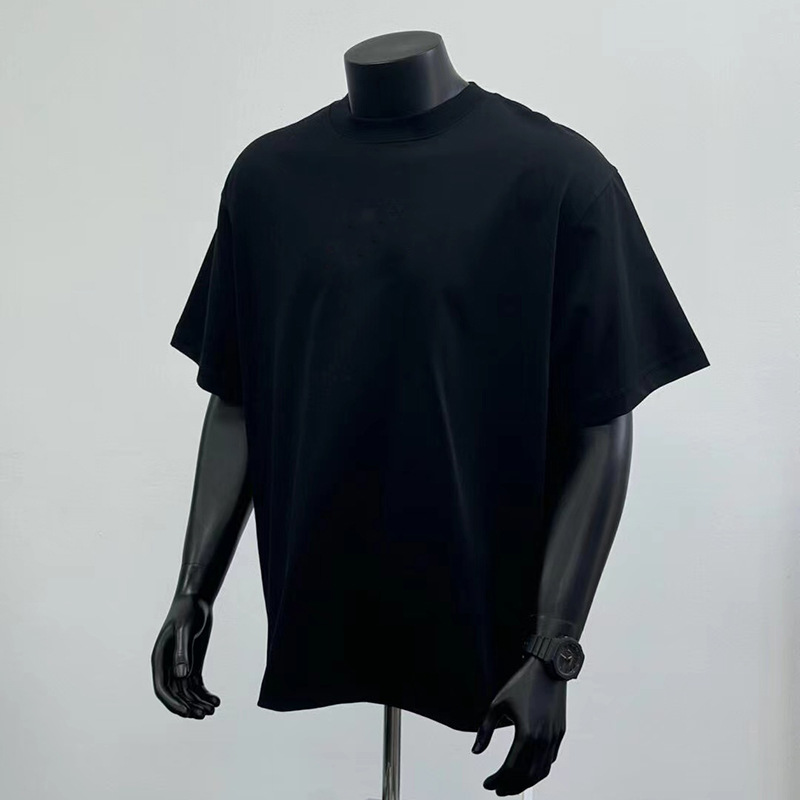 330g marca pesada de moda de hombro caída camiseta de manga corta para hombre universal suelta camiseta de cuello pequeño europeo y americano