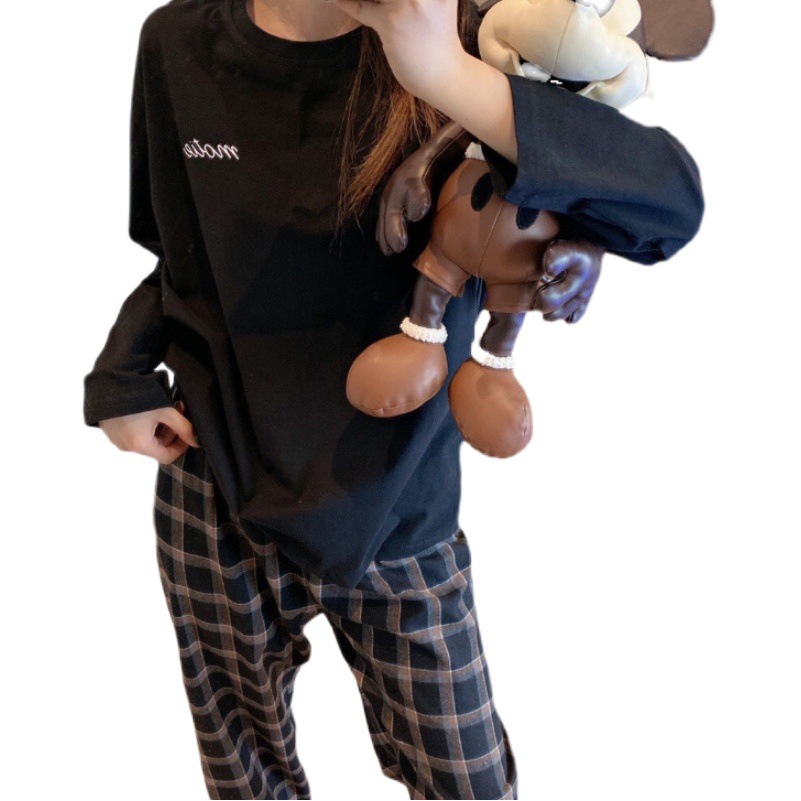 Internet celebrity gege pijamas traje de mujer 2023 primavera y otoño estilo coreano ins suelta manga larga traje de desgaste para el hogar pijamas