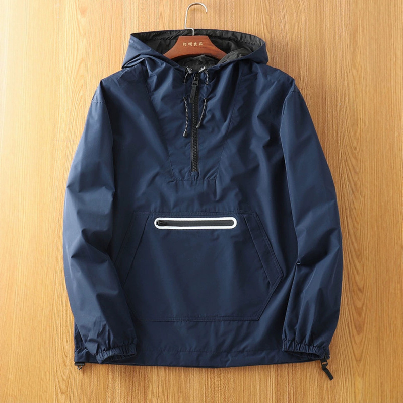 Spanish Order! Men's Autum Windproof and Waterproof Half-Zip Sports Casual Hooded Loose Jacket Wear-Resistant Spanish Order! Men's Autum Windproof and Waterproof Half-Zip Sports Casual Hooded Loose Jacket Wear-Resistant