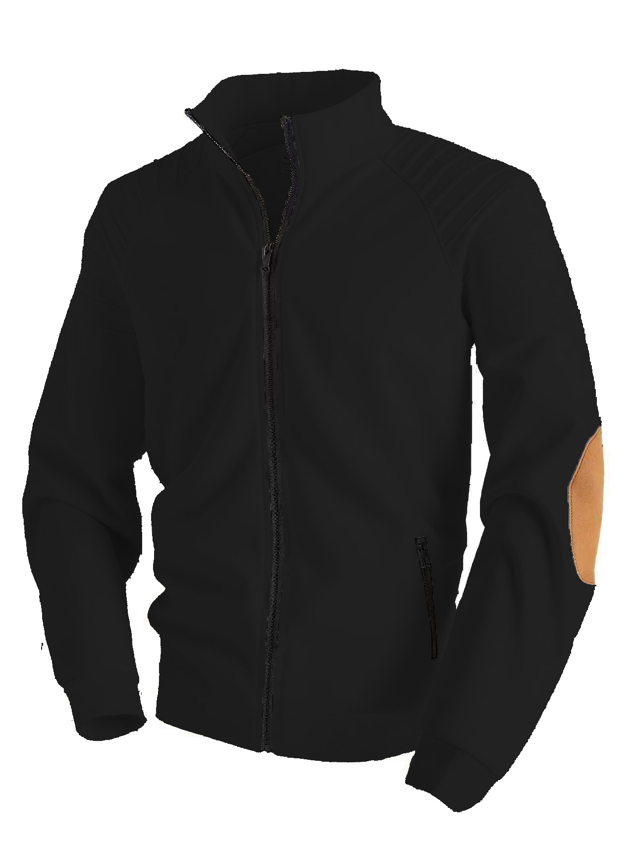 Men's Casual Stand-up Collar Zipper Jacket With Pleated Detail_voghion.com