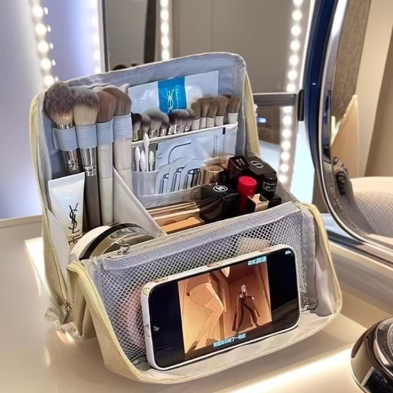 Nueva bolsa de maquillaje vertical, bolsa de almacenamiento portátil de gran capacidad y alto valor facial, bolsa de lavado de división portátil