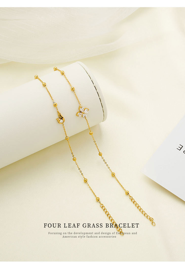 10g Weight Lady Flower Titanium Steel Zircon Bracelets In Bulk