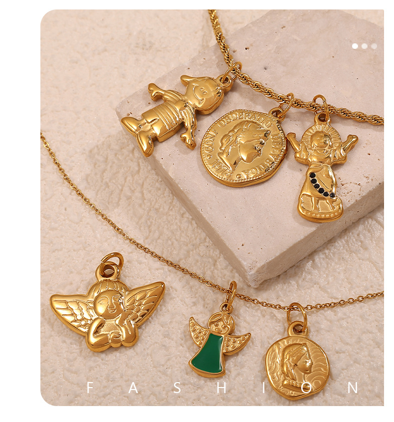 No Chain Chain Material 1 Piece Quantity Daily Occasion 304 Stainless Steel Material 1 Piece 304 Stainless Steel PVD Coated Real Gold Plated Devil's Eye Hand Of Fatima Polished Pendant