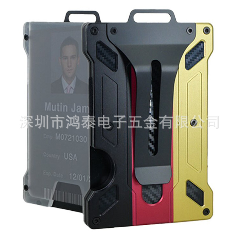 Amazon nuevo titular de la tarjeta de aleación de aluminio transparente insignia RFID metal billetera titular de la tarjeta de trabajo con la posición de la insignia