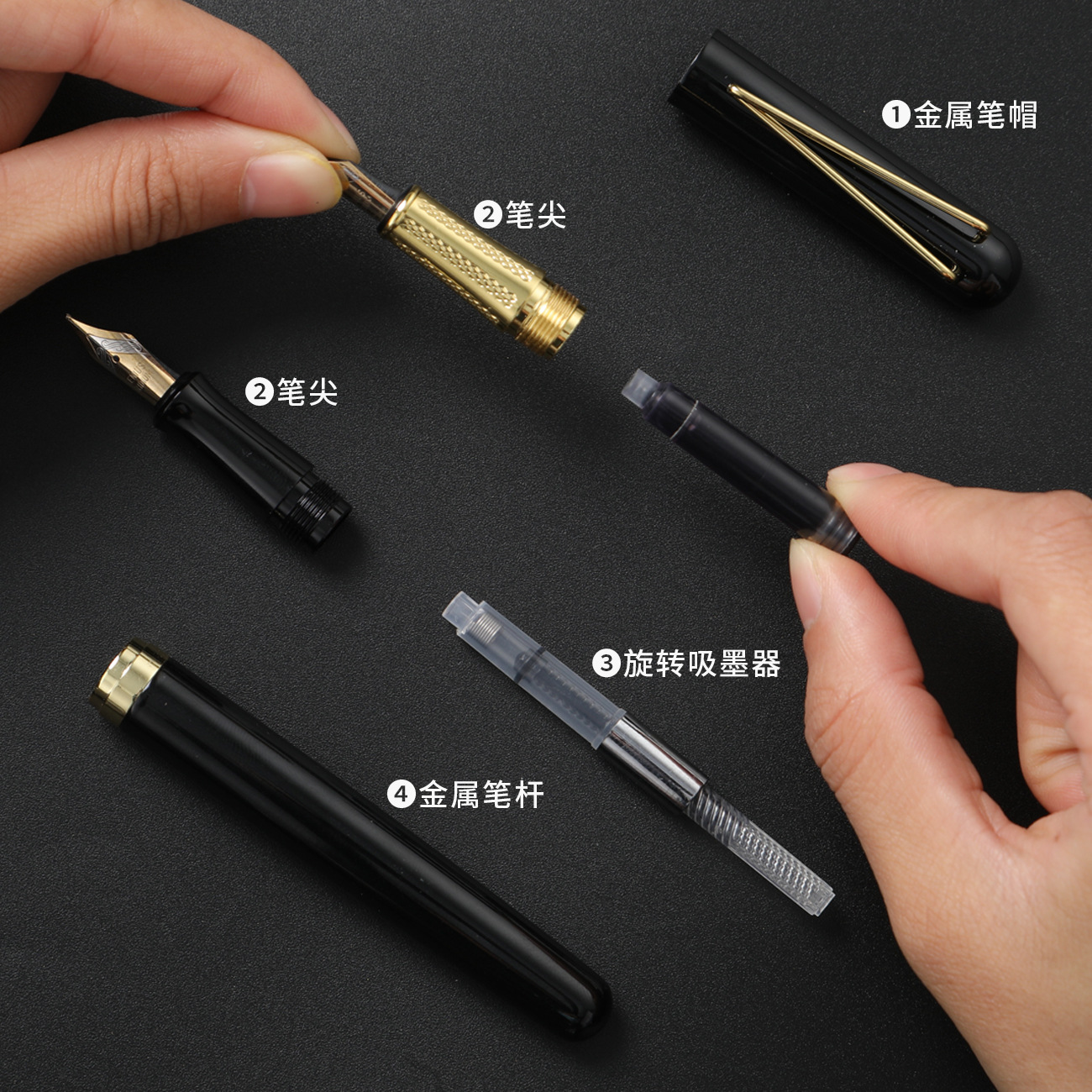 En stock venta al por mayor metal negocio pluma adulto caligrafía práctica regalo 0,5mm pluma imprimible logo