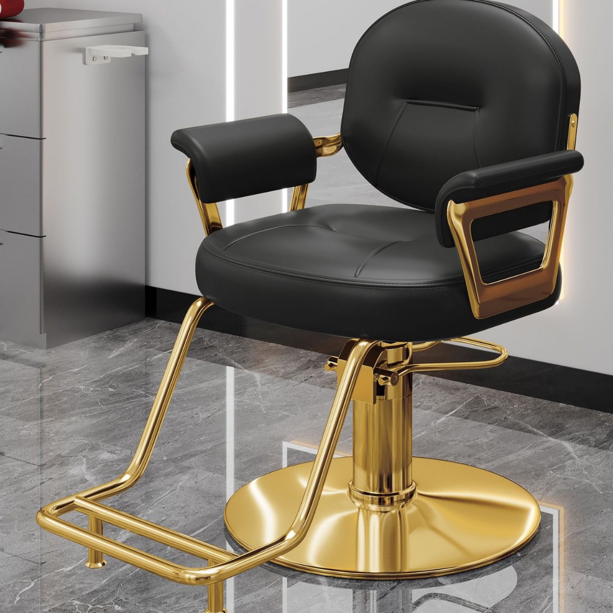 Nueva silla de peluquería en línea se puede elevar y bajar silla de peluquería de alta gama silla de peluquería especial silla de corte de pelo lujoso