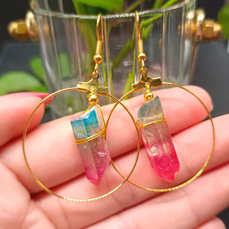 Fashion Circle Crystal Patchwork Chandelier Earrings 1 Pair