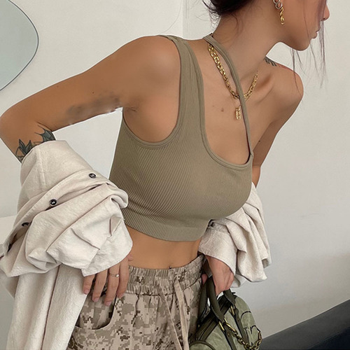 European and American style spaghetti strap tank top for women, summer American-style sexy tube top, simple knit inner layer, sleeveless outerwear