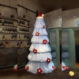 圣诞节童话风色丁布圣诞树摆件咖啡店打卡场景氛围感装饰活动布置