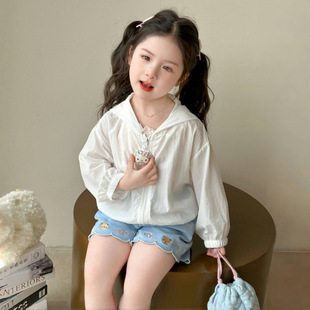 Girls' Jacket 2025 New Summer Thin Sun Protection Clothing Cute Cartoon Hooded Solid Color Easiest for Match Sun Protection Clothing