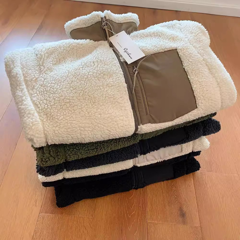 Same Style! Available Offline for 299, Unisex Couple's Autumn and Winter Windproof Fleece Jacket with Faux Lamb Wool, Thick and Loose-Fitting Same Style! Available Offline for 299, Unisex Couple's Autumn and Winter Windproof Fleece Jacket with Faux Lamb Wool, Thick and Loose-Fitting