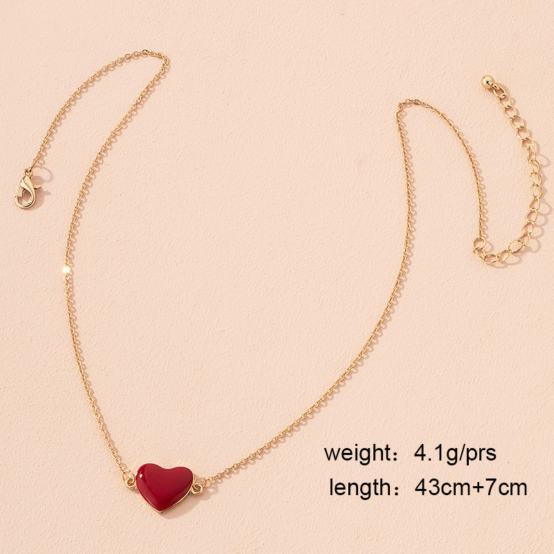 fashion alloy red heart necklace